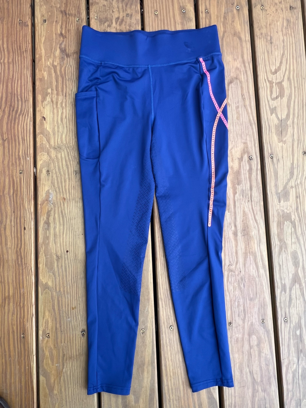 Kingsland Schooling Tights in Royal Blue / Ribbon Pattern (Women's Large)